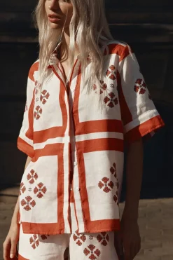 Zoe Kratzmann Pixel Top - Tamarillo Scarf